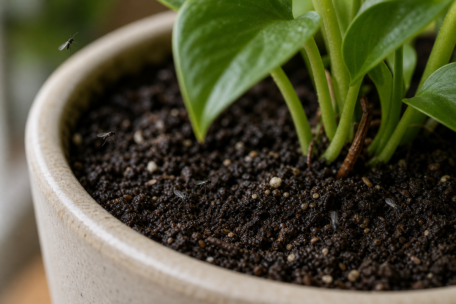 Fungus Gnats in Houseplants plant symptom example