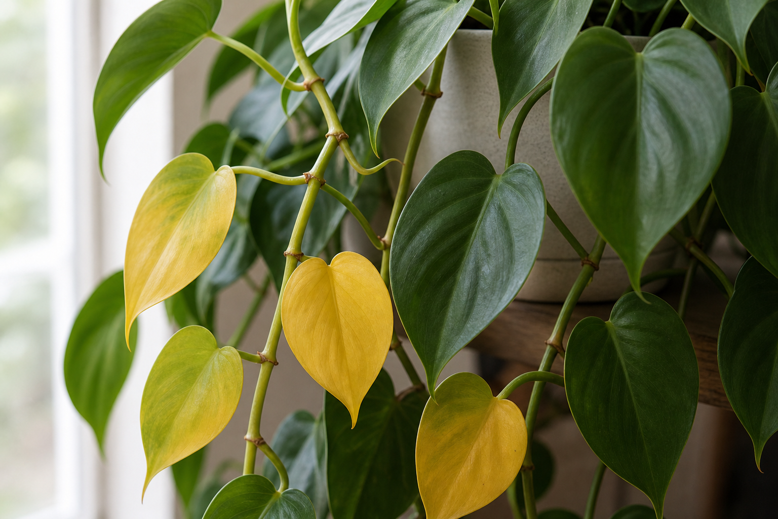 Philodendron Yellow Leaves plant symptom example