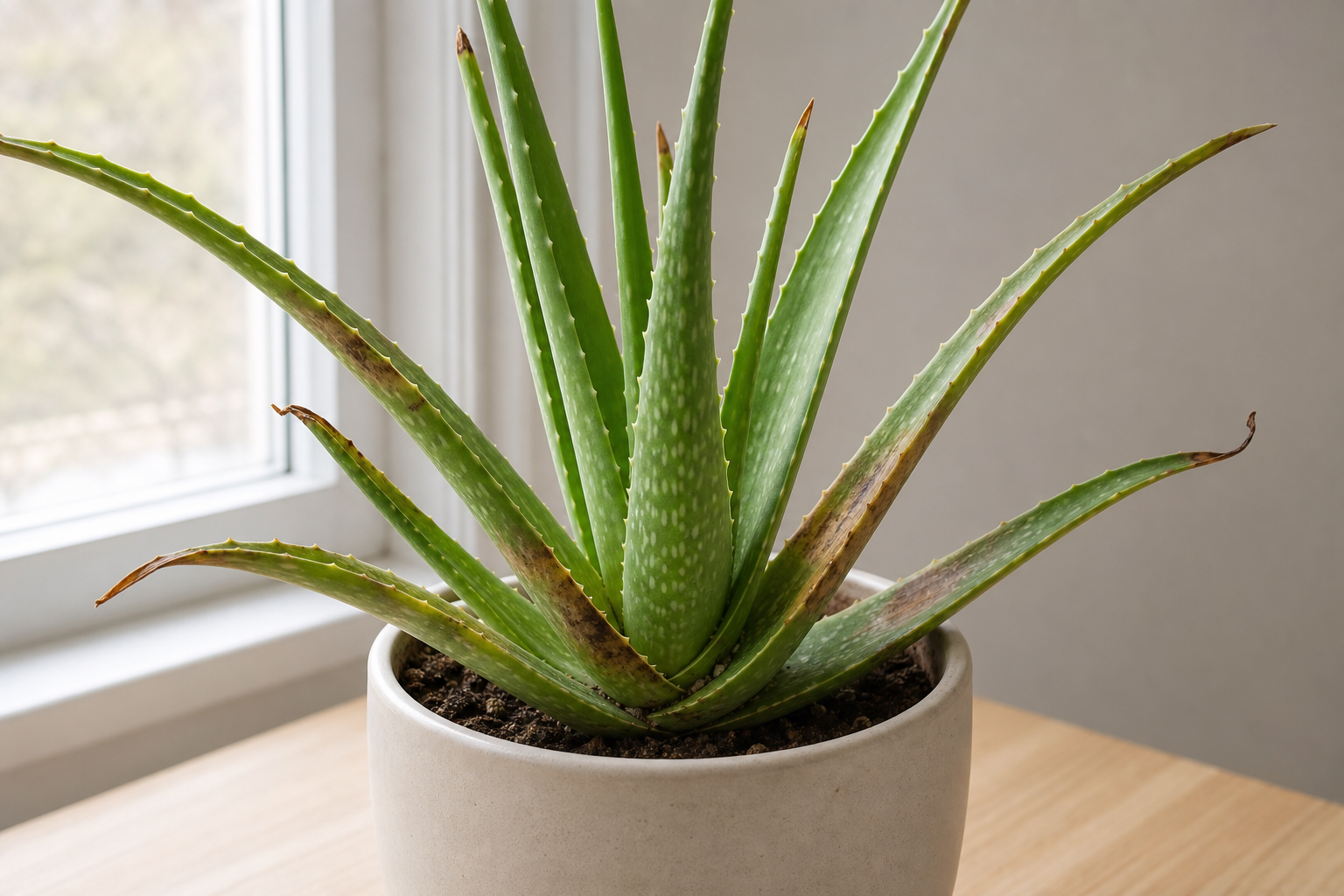 Aloe Vera brown leaves plant symptom example