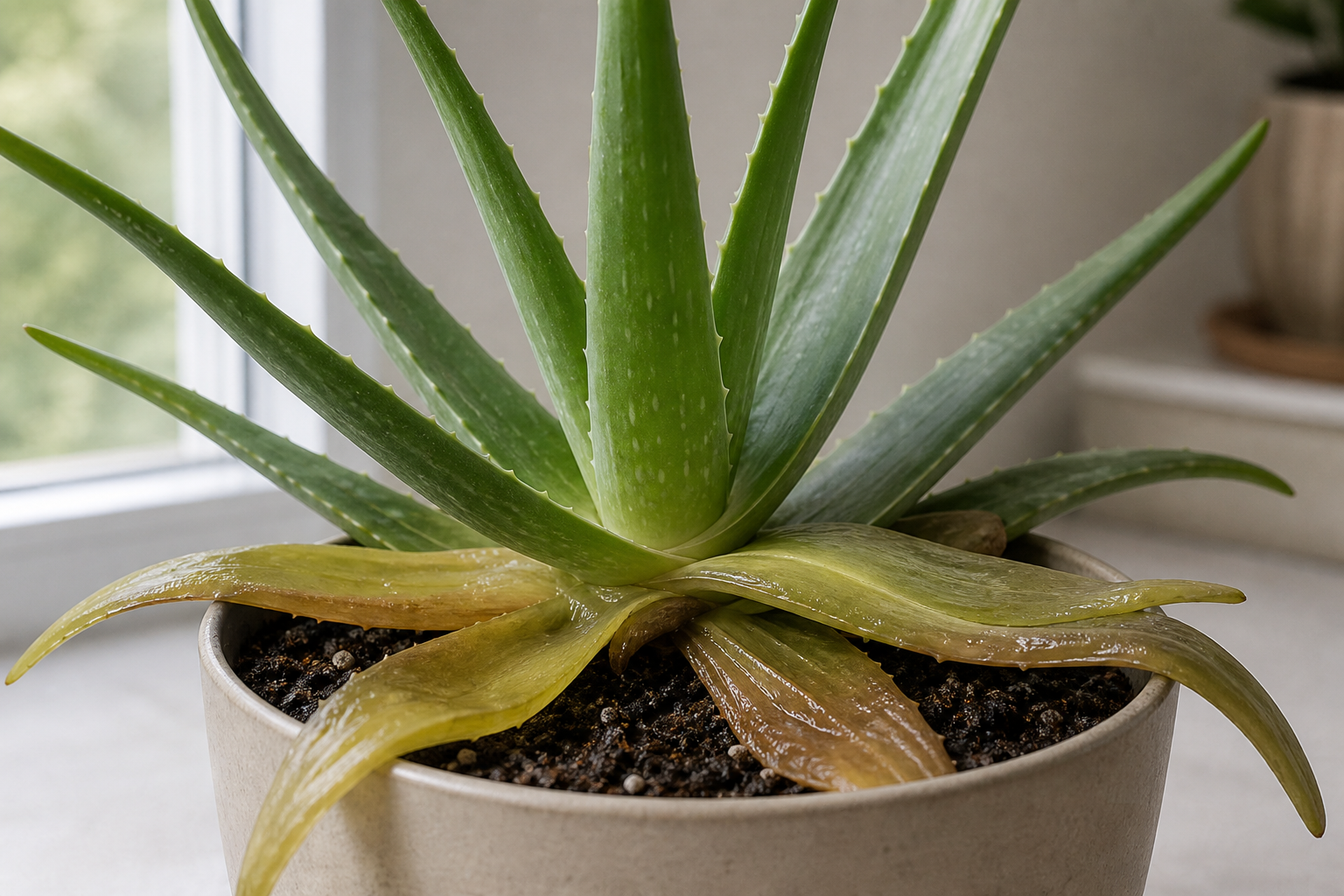Aloe Vera mushy leaves plant symptom example