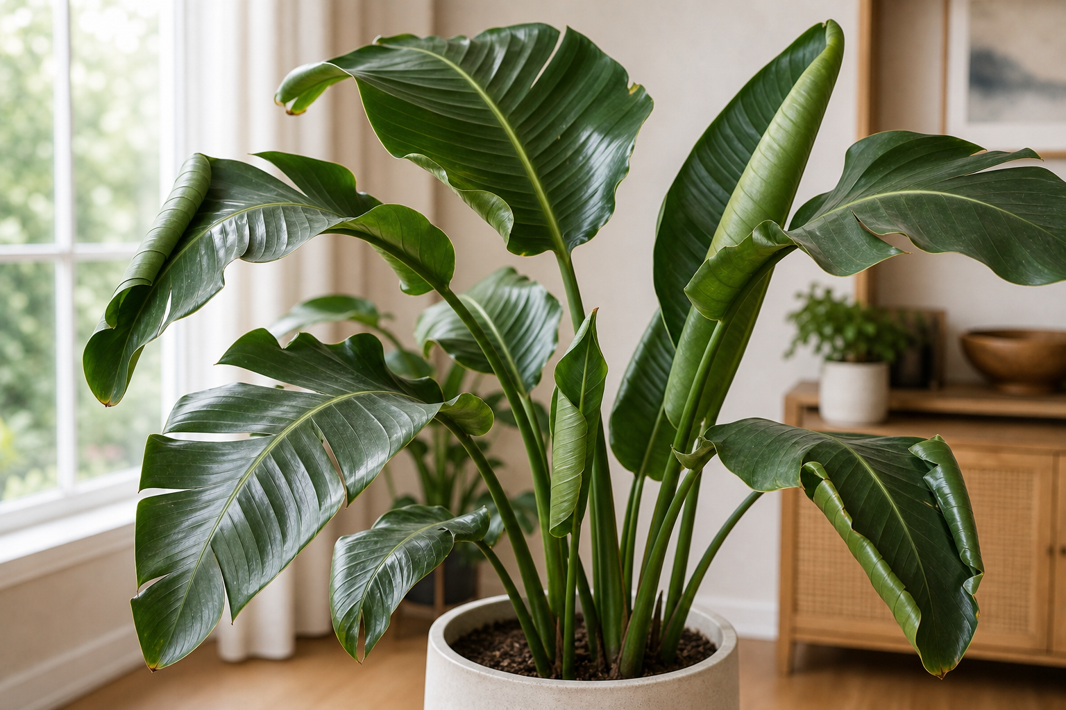 Bird of Paradise curling leaves plant symptom example