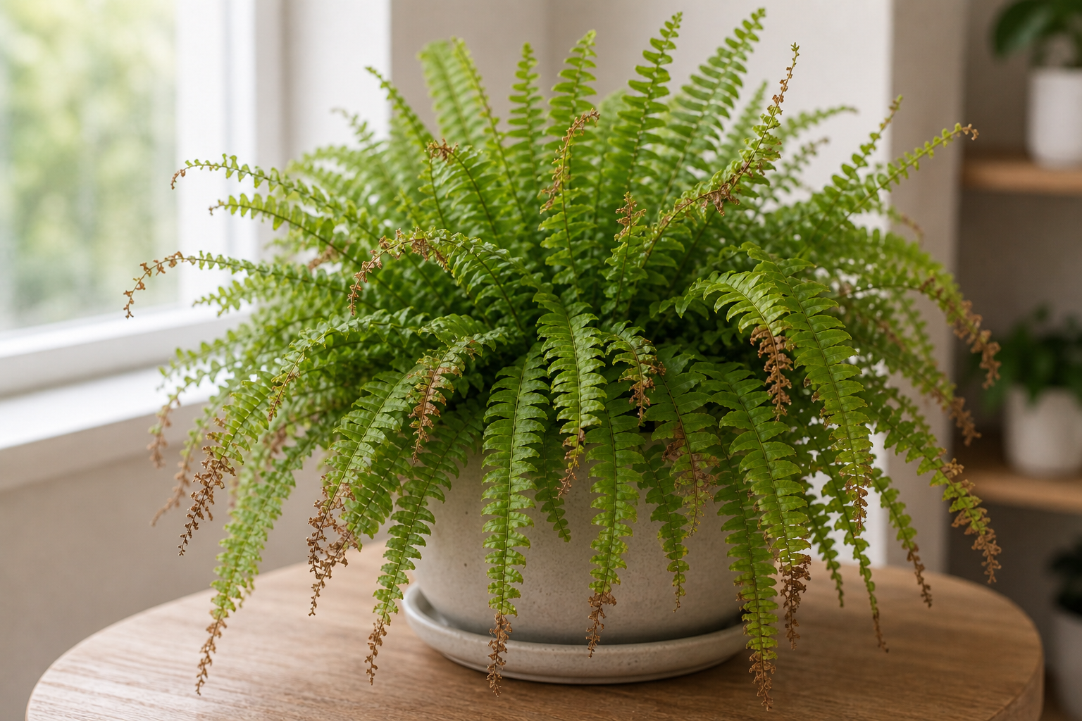 Boston Fern brown tips plant symptom example