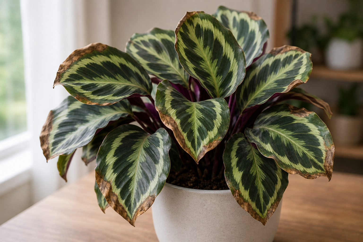Calathea brown tips plant symptom example