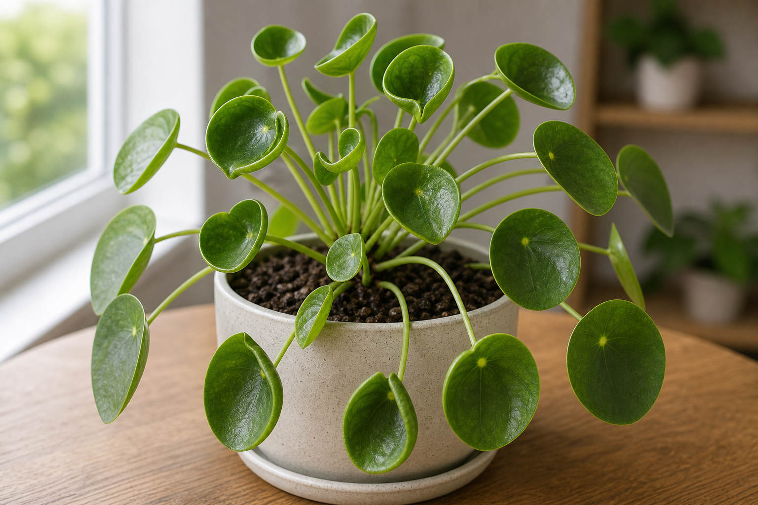 Chinese Money Plant curling leaves plant symptom example