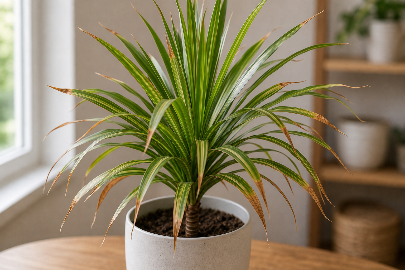 Dracaena brown tips plant symptom example