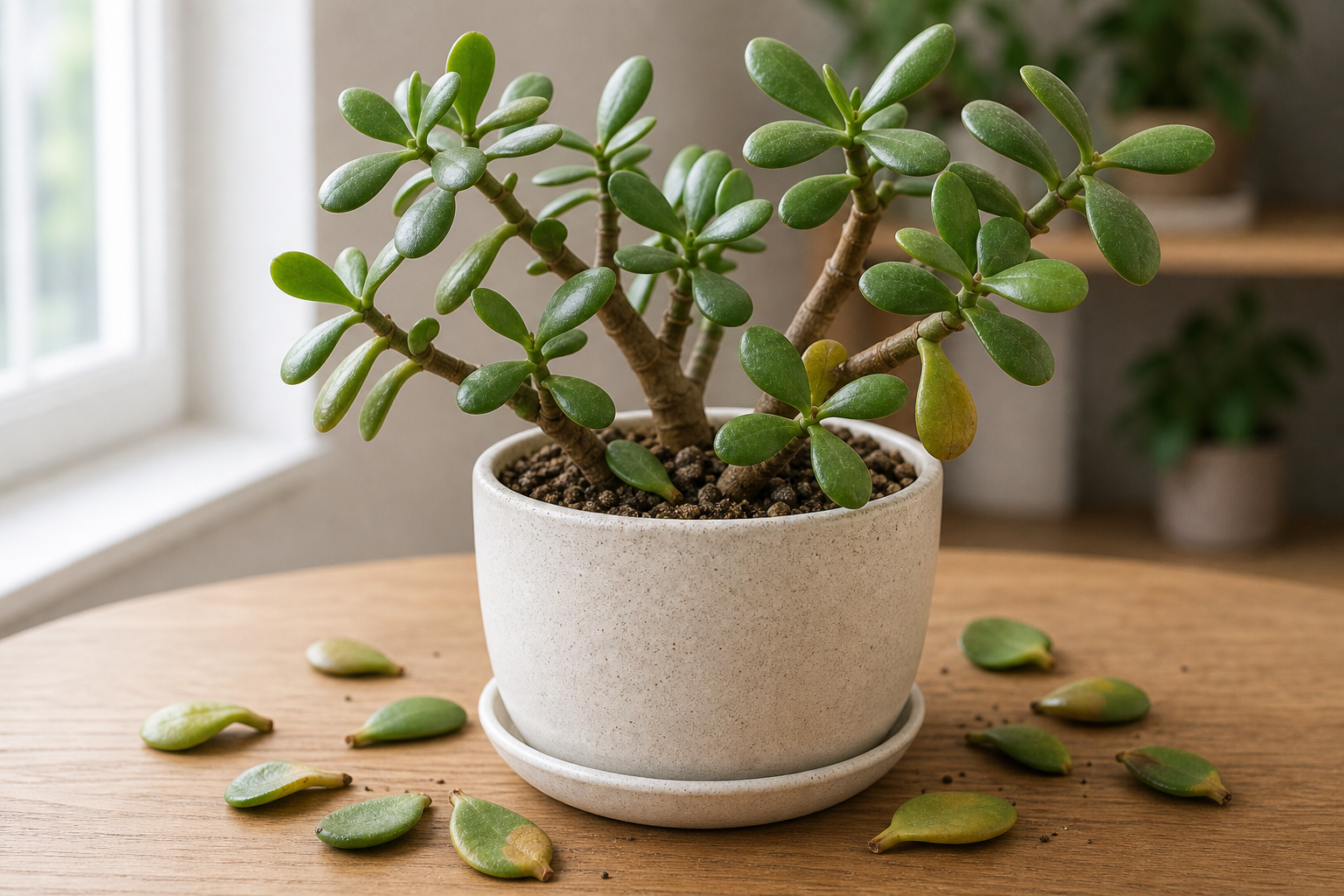 Jade Plant leaf drop plant symptom example