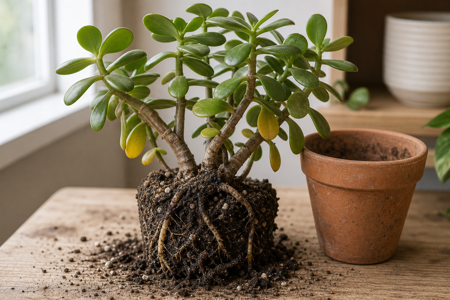 Jade Plant root rot plant symptom example