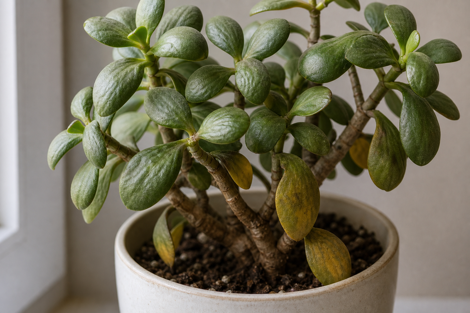 Jade Plant soft leaves plant symptom example