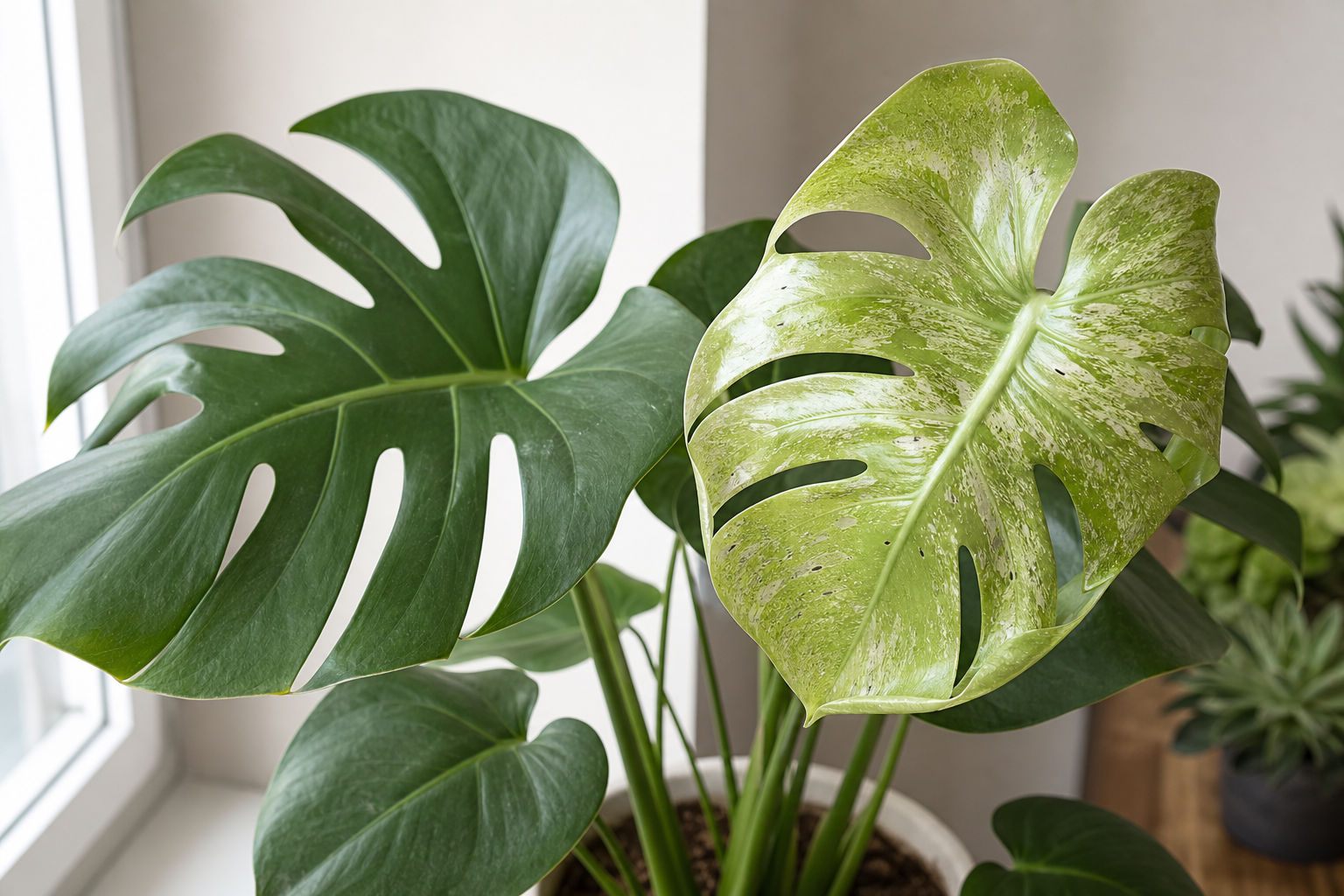 Monstera thrips plant symptom example