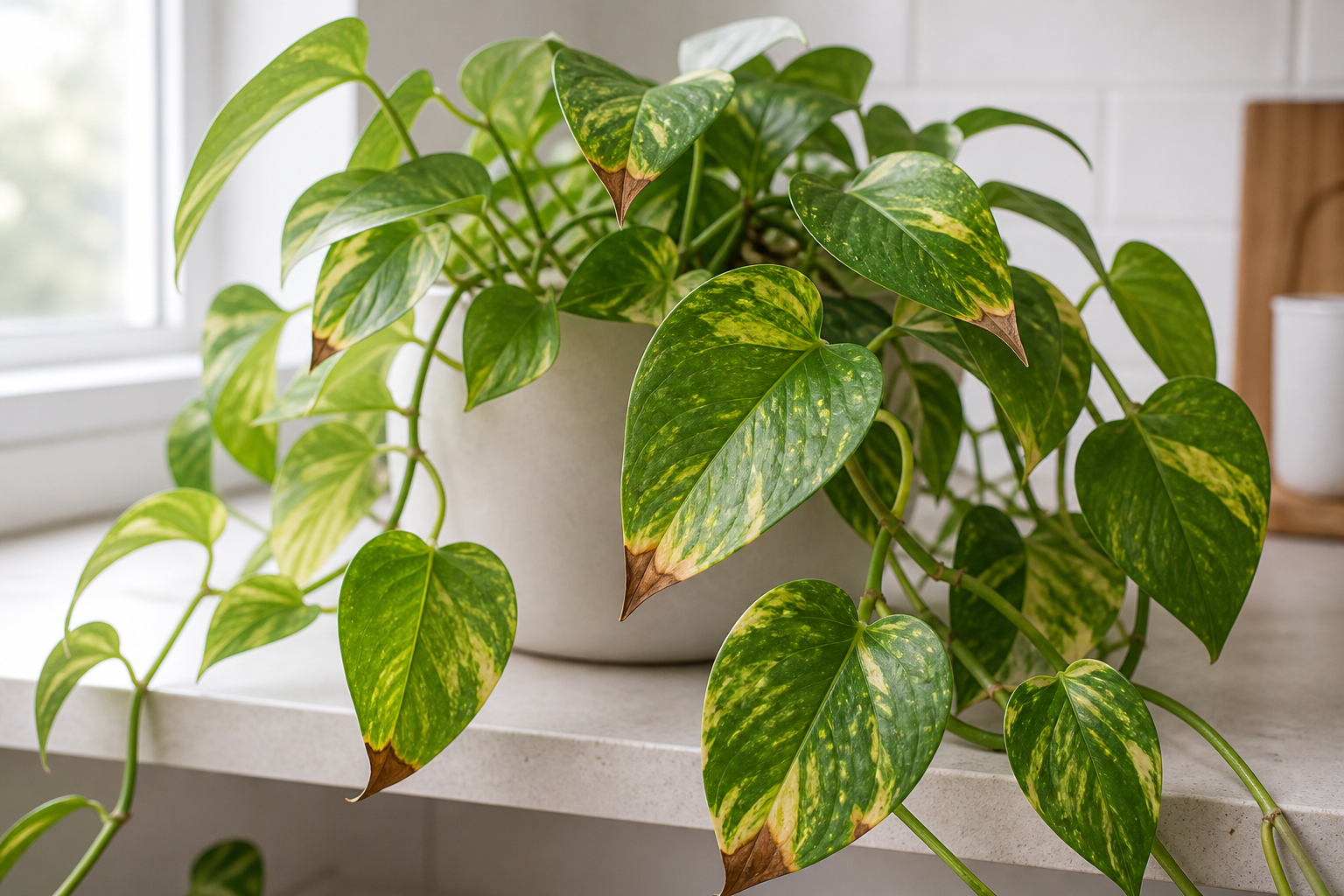 Pothos brown tips plant symptom example