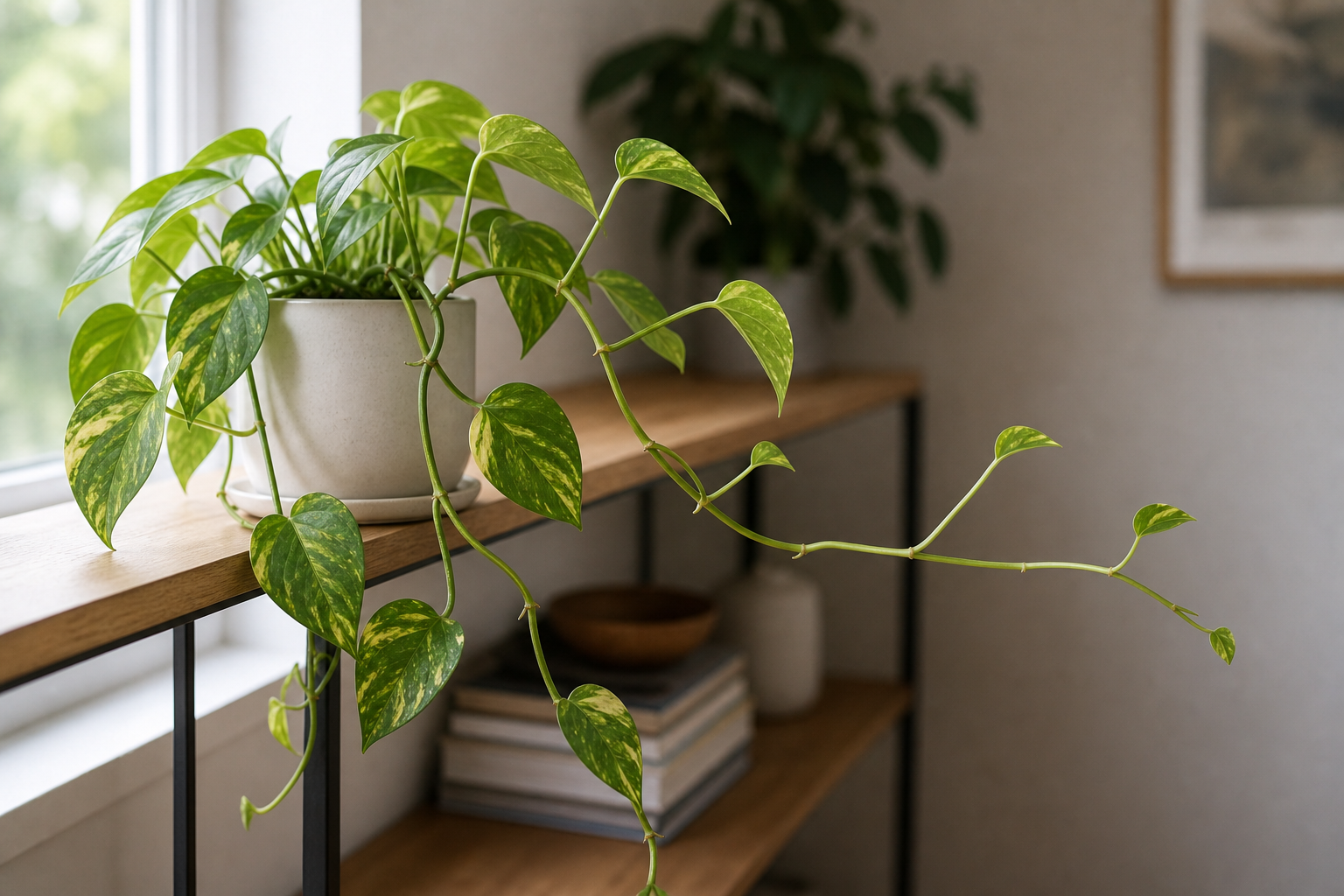 Pothos leggy growth plant symptom example