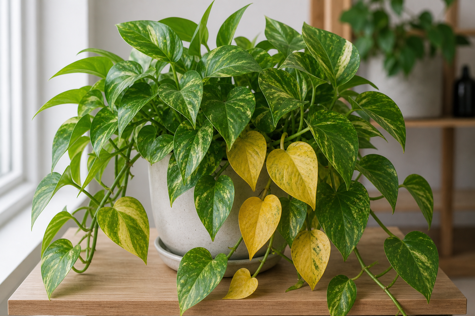 Pothos yellow leaves plant symptom example