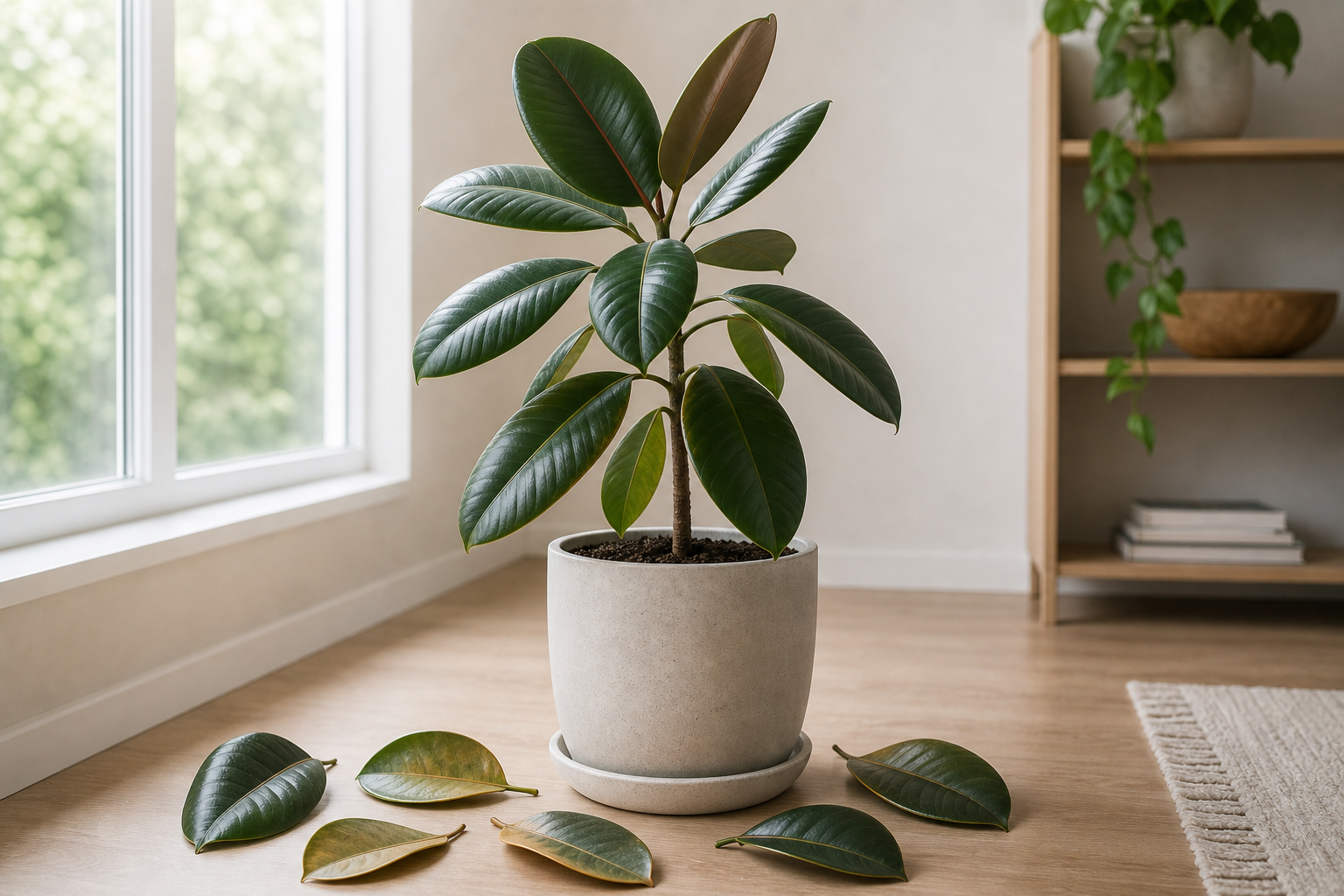 Rubber Plant leaf drop plant symptom example