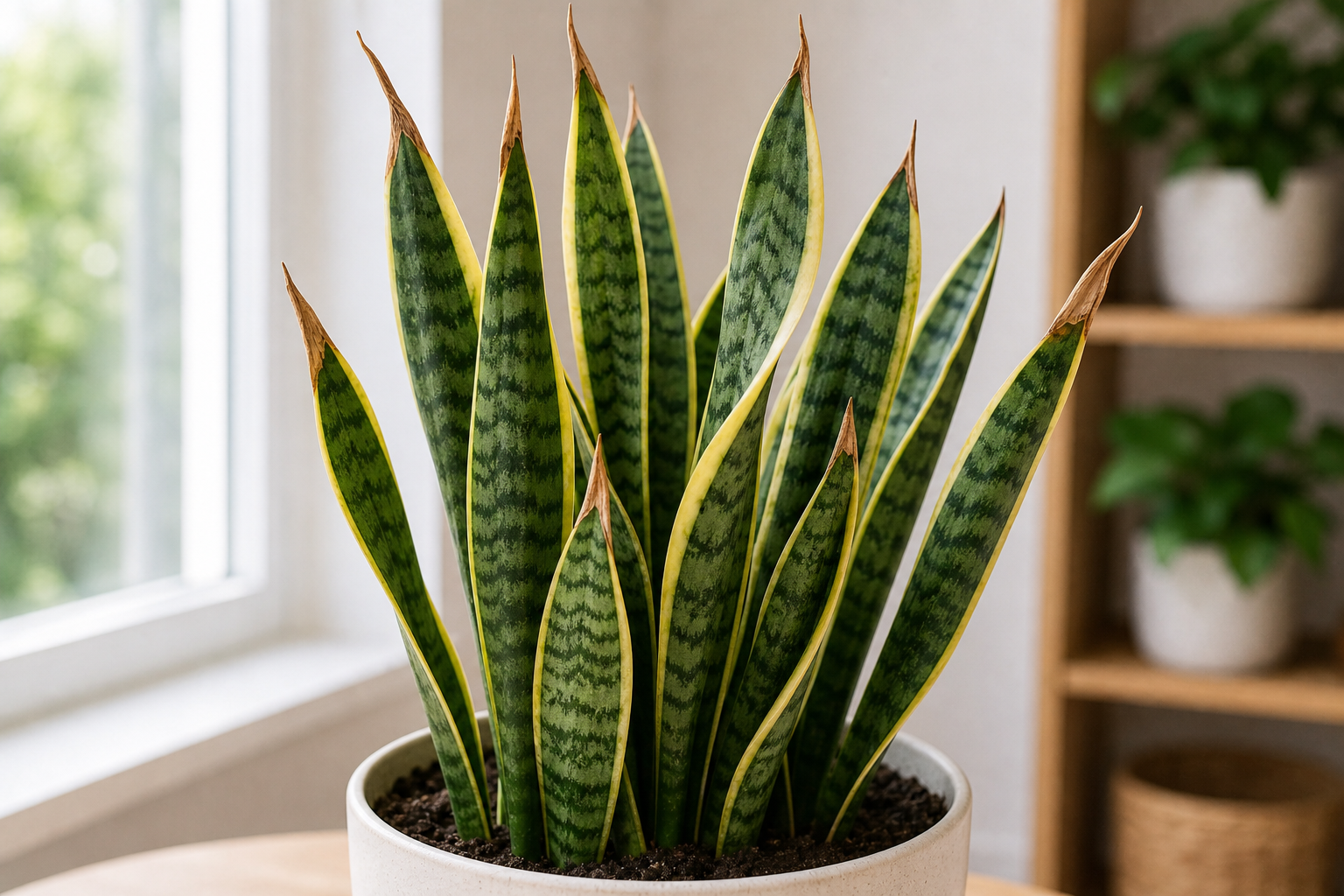 Snake Plant brown tips plant symptom example