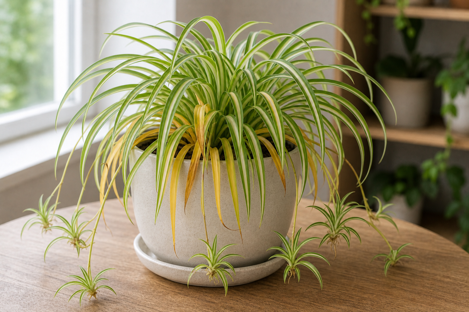 Spider Plant yellow leaves plant symptom example