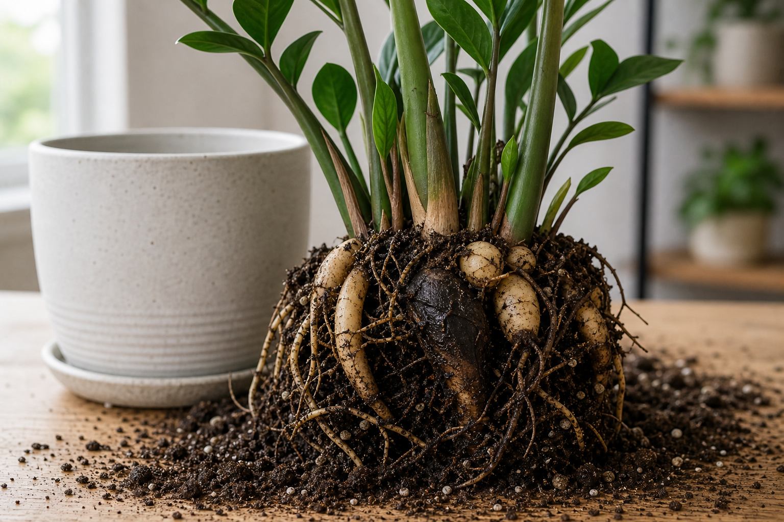 ZZ Plant root rot plant symptom example