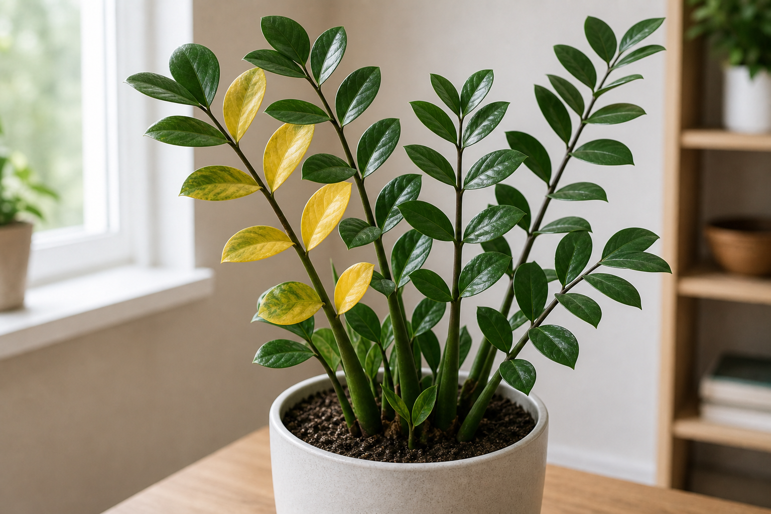 ZZ Plant yellow leaves plant symptom example